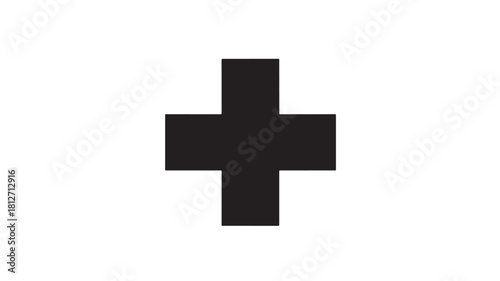 Black plus sign icon simple flat vector illustration isolated on white background for user interface design