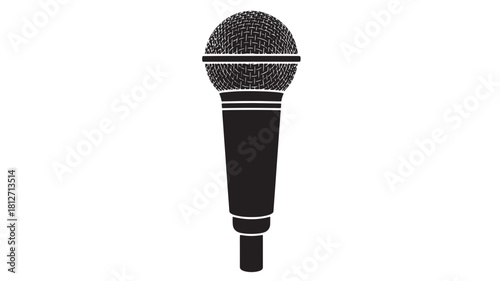 Black microphone vector icon simple flat design element isolated on white background for podcasting and recording applications
