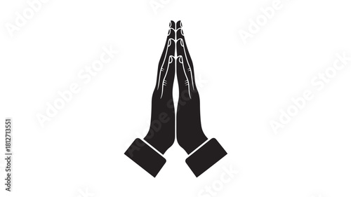 Praying hands vector icon simple flat glyph illustration for religious concepts isolated on white background