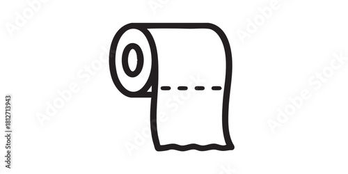 Roll of toilet paper line icon, body hygiene concept. Vector graphics. Bathroom paper, tissue sign on white background, style icon mobile or web design