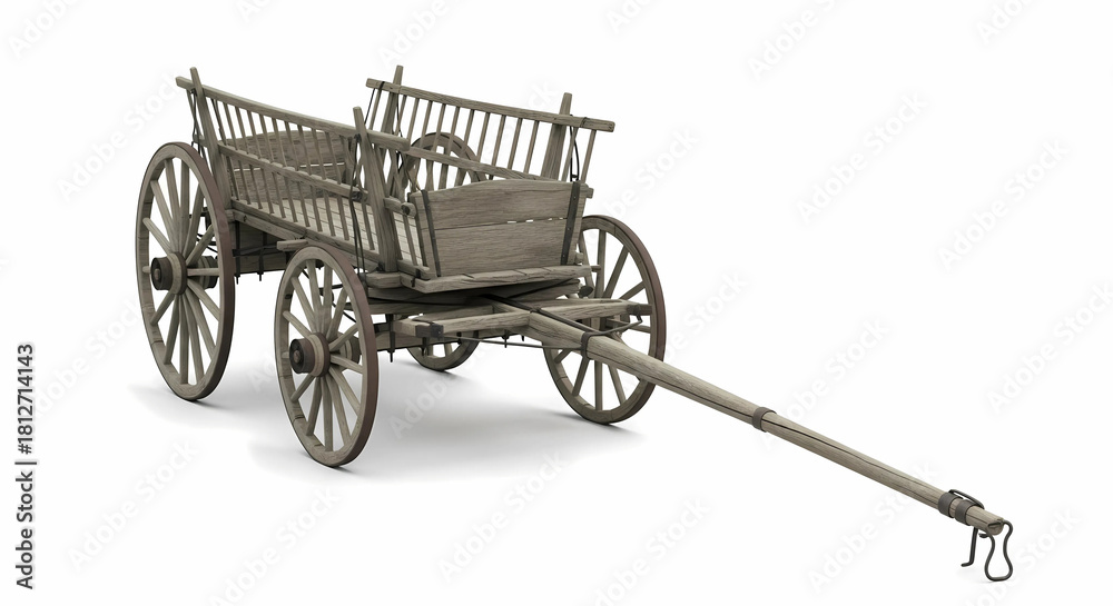 Fototapeta premium old cart isolated on white background
