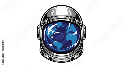 Astronaut Helmet Reflection Earth Seen in Visor