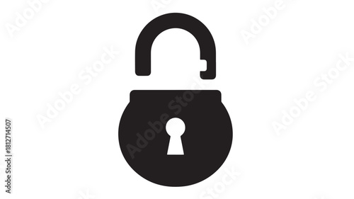 Simple unlocked padlock icon flat vector illustration for security and privacy isolated on white background