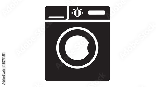 Black washing machine icon simple flat vector illustration isolated on white background for web and mobile design