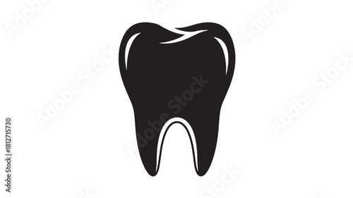 Tooth icon simple flat vector design isolated on white background for dental care and oral hygiene concepts