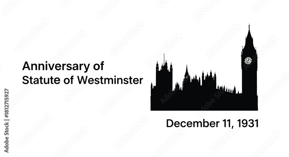 Fototapeta premium Silhouette of the houses of parliament and big Ben with anniversary text