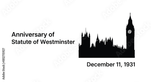Silhouette of the houses of parliament and big Ben with anniversary text