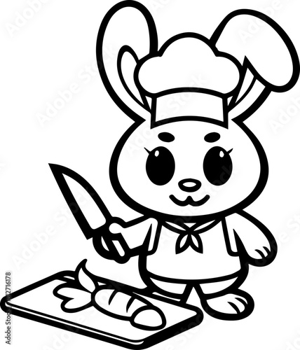 SVG vector illustration of a bunny holding a carrot.Cute Bunny Holding Carrots with Big Eyes and Ears