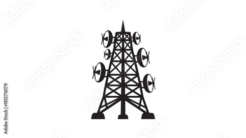 Silhouette of a telecommunications tower a vector illustration of a cell tower isolated on white background