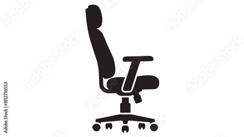 Ergonomic office chair silhouette vector illustration of adjustable seating isolated on white background