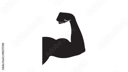 Black silhouette of a muscular arm vector illustration of biceps isolated on white background