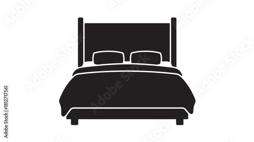Minimalist bed icon simple flat vector illustration of bedroom furniture isolated on white background