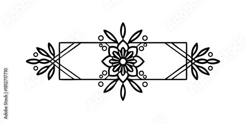 Minimalist rectangular floral frame with symmetrical decorations