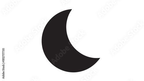 Simple crescent moon icon a flat vector glyph for weather or night mode applications isolated on white background