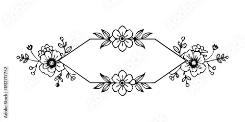 Hand-drawn floral border with delicate leaves and thin lines