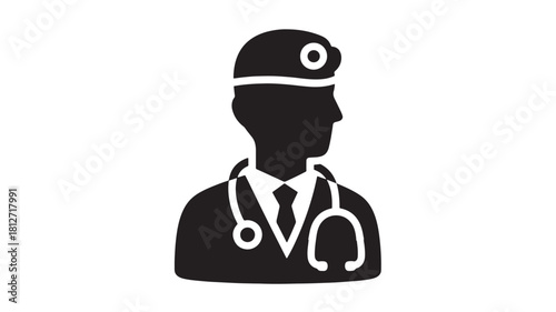Doctor icon silhouette with stethoscope flat vector illustration for medical and healthcare design isolated on white background