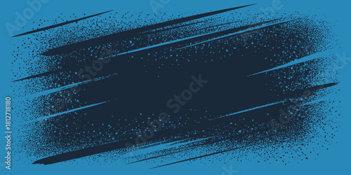 A blue background with dark blue brush strokes and speckles creating a textured abstract design element