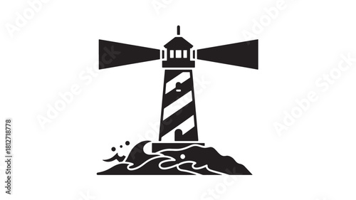 Striking lighthouse vector illustration a simple black and white glyph ideal for nautical themes and coastal designs