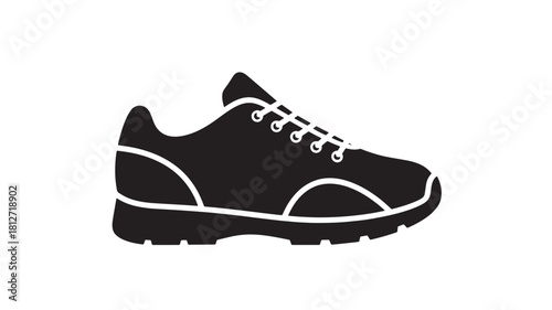 Black running shoe vector icon simple flat design isolated on white background for app and web design