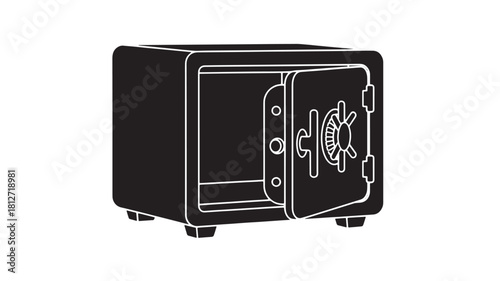 Open safe vector illustration minimalist flat design isolated on white background for security concept