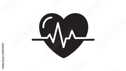 Heartbeat icon vector illustration in flat design isolated on white background for medical or health concept