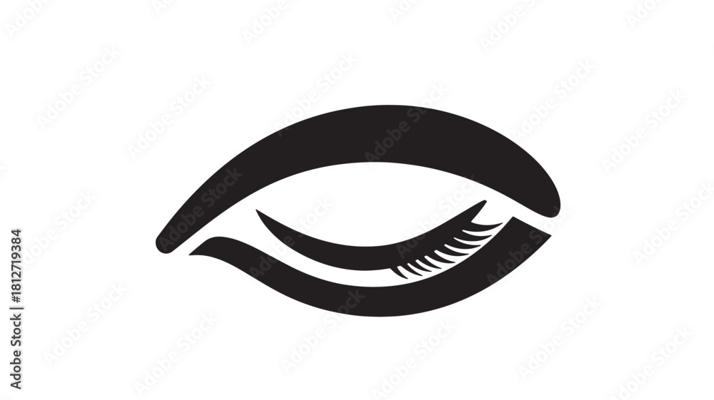 Obraz premium Stylized eye with eyelashes vector icon simple flat glyph design isolated on white background