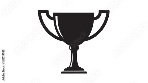 Trophy cup icon simple black glyph vector illustration isolated on white background for award or achievement concepts