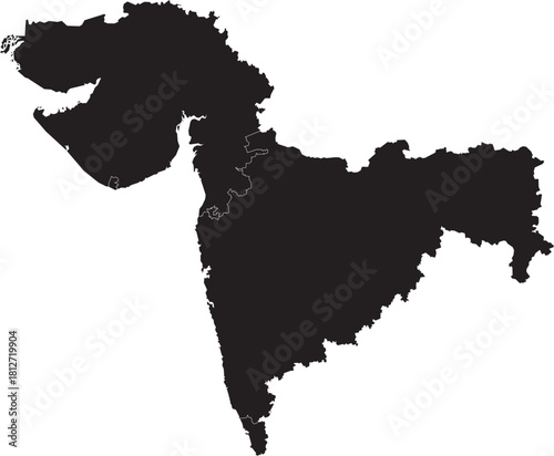 Western India Region Isolated Silhouette Vector