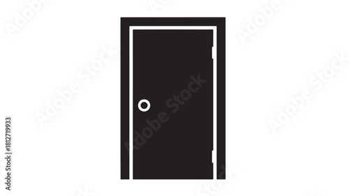 Simple door icon minimalist black glyph illustration isolated on a white background