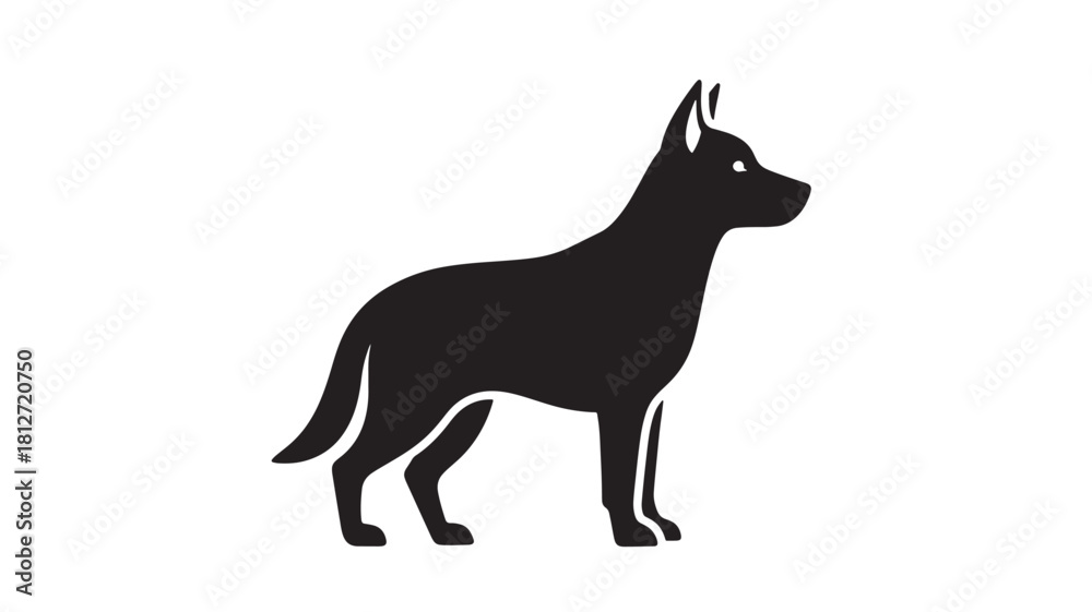 Fototapeta premium Elegant dog silhouette minimalist vector illustration of a standing dog isolated on white background