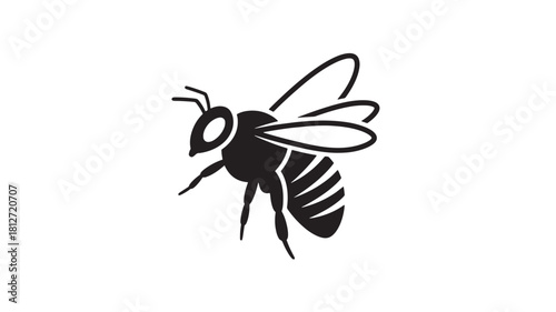 Honey bee icon simple flat vector design isolated on white background for logos and designs