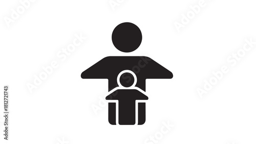 Family protection icon simple glyph vector illustration of parent and child isolated on white background