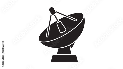 Satellite dish vector icon simple flat glyph design isolated on white background for broadcasting and communication