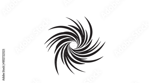 Abstract swirl vector design element vortex shape in black and white decorative graphic for logos and backgrounds