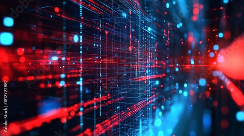 Wallpaper Mural Immerse yourself in this vibrant red and blue digital network, perfect for showcasing innovative tech and cutting-edge data solutions for your business. Torontodigital.ca