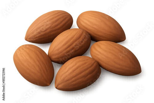 3D render of almonds close-up on a transparent background