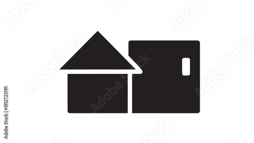 House and door icon simple flat vector glyph isolated on white background for app and web design
