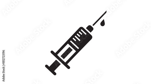 Syringe icon with a drop simple flat vector glyph for medical and healthcare design isolated on white background