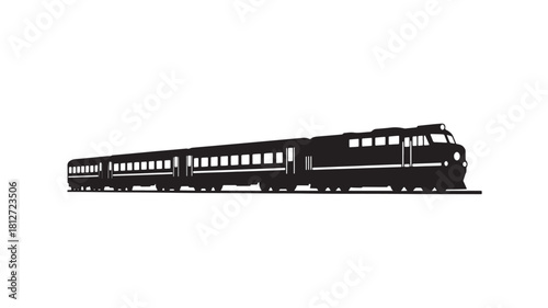 Silhouette of a passenger train vector illustration of a locomotive with passenger cars isolated on white background