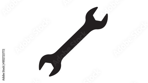 Simple black wrench illustration a flat vector icon for maintenance and construction isolated on white background