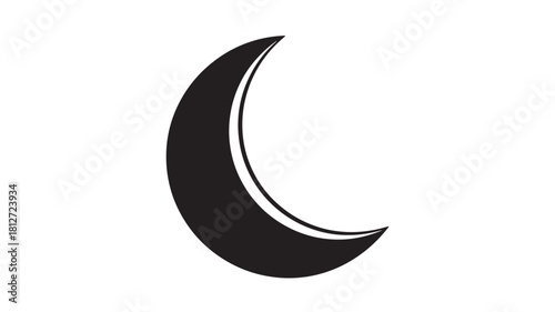 Crescent moon vector icon simple flat glyph design isolated on white background for weather forecast or astronomy concepts