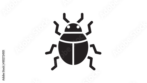 Black beetle glyph icon simple flat vector illustration isolated on white background
