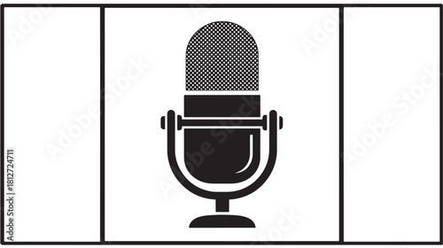 Microphone glyph icon simple flat vector illustration for podcasting isolated on white background