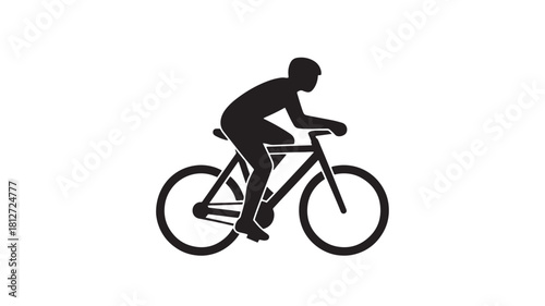 Cyclist silhouette on bicycle simple flat vector illustration for sport and recreation isolated on white background