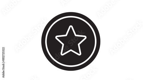 Star icon in a circle simple flat vector glyph isolated on white background for app and web design