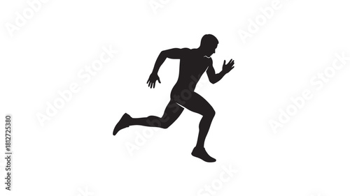Silhouette of a runner sprinting vector illustration of an athlete in motion isolated on white background