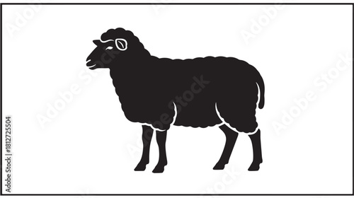 Black sheep silhouette simple vector illustration isolated on white background for farm or animal themes
