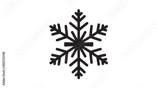 Minimalist snowflake icon simple flat vector design isolated on white background for winter weather forecast apps and infographics