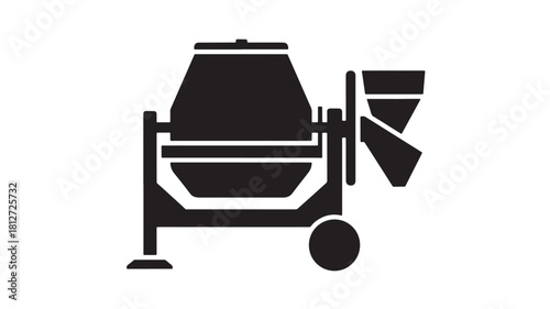 Concrete mixer icon simple flat vector illustration construction equipment for building and renovation projects