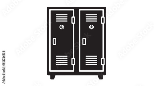 Black and white locker icon simple flat vector illustration isolated on white background